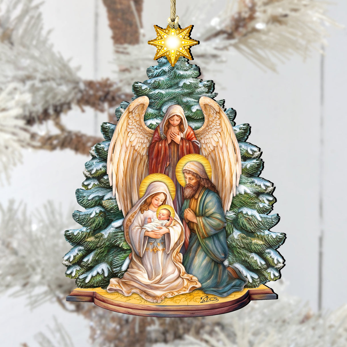 Holy Family Nativity Wooden Ornaments by G. DeBrekht Nativity Holiday Decor - 8611042