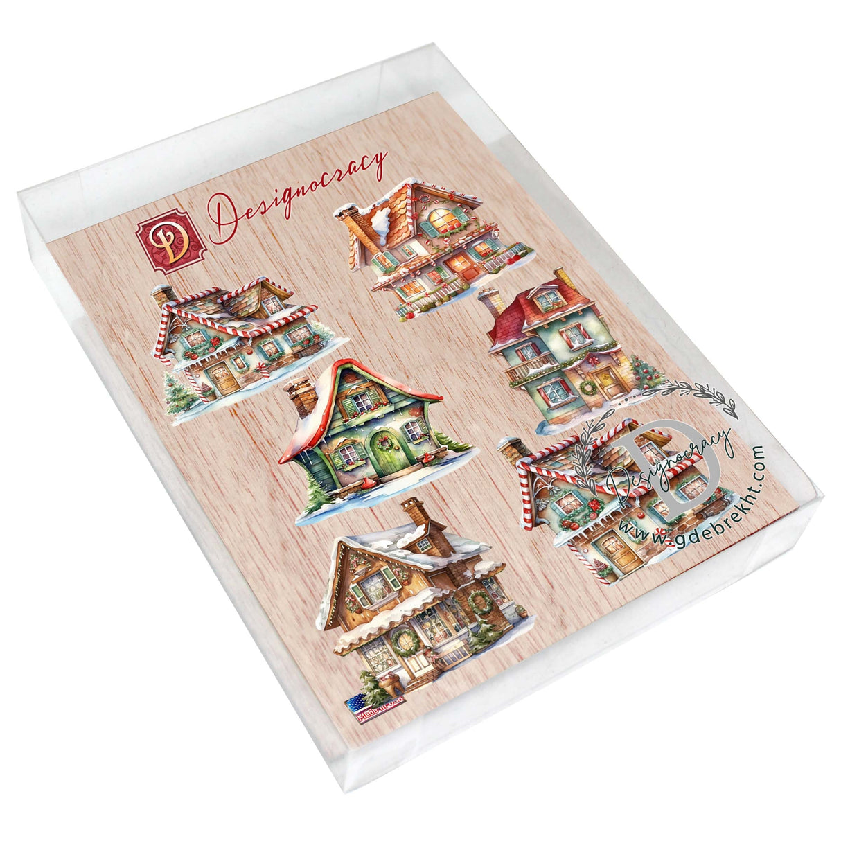 Dream Houses Decorative Wooden Magnets Set of 6 by G. Debrekht - Christmas Decor - 8090029G-S6
