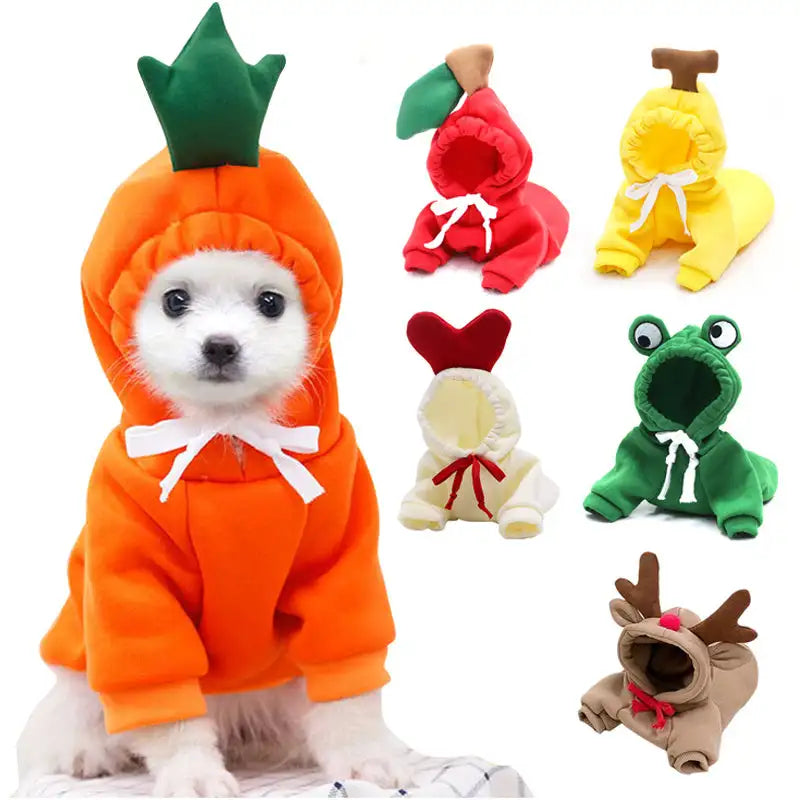 Cute Fruit Dog Clothes For Small Dogs Hoodies Winter Warm Fleece Pet Clothing Puppy Cat Costume Coat For French Chihuahua Outfit - Lootquake