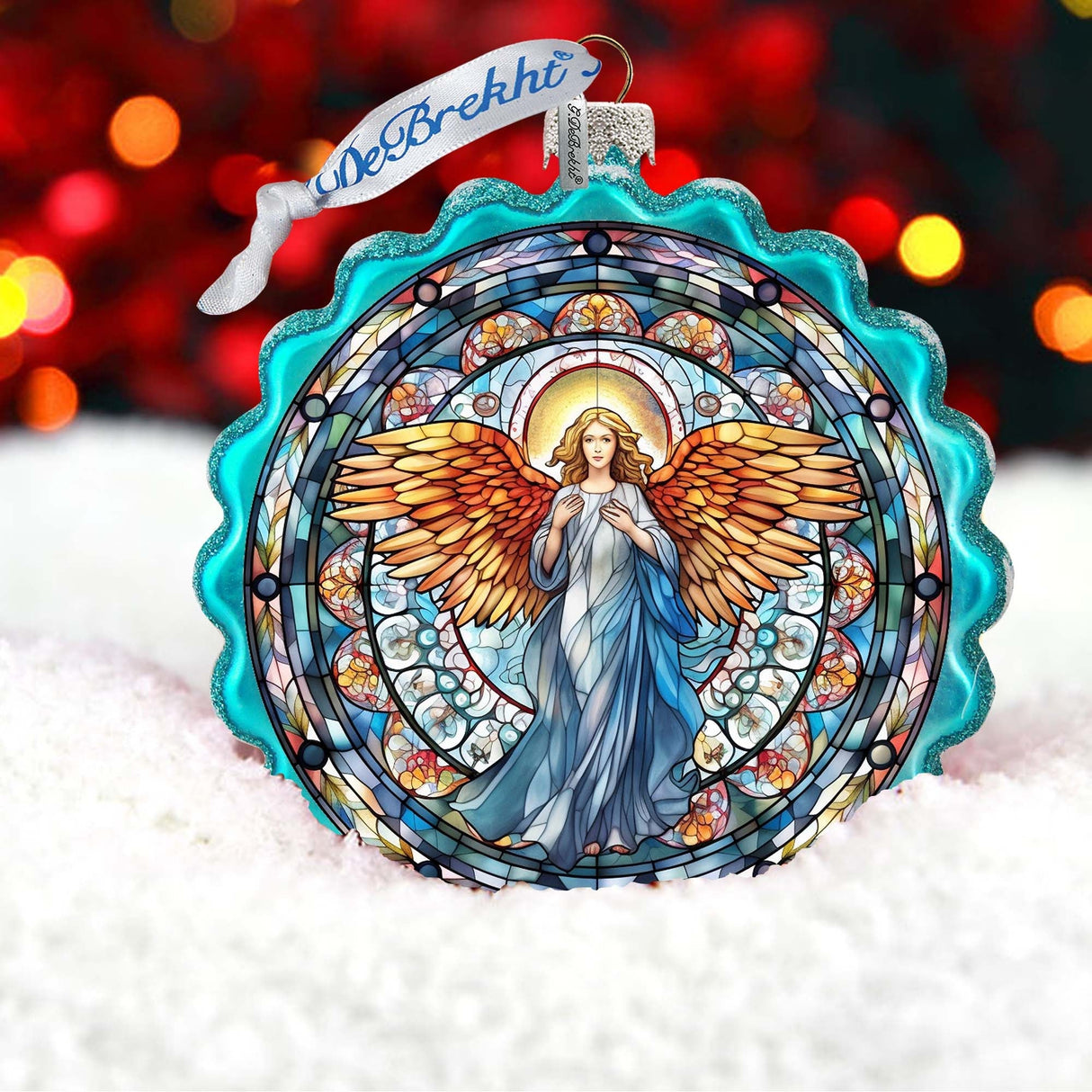 Love Harmony Angel Wreath Glass Ornament by G. Debrekht - Nativity Holiday Decor - 759-054