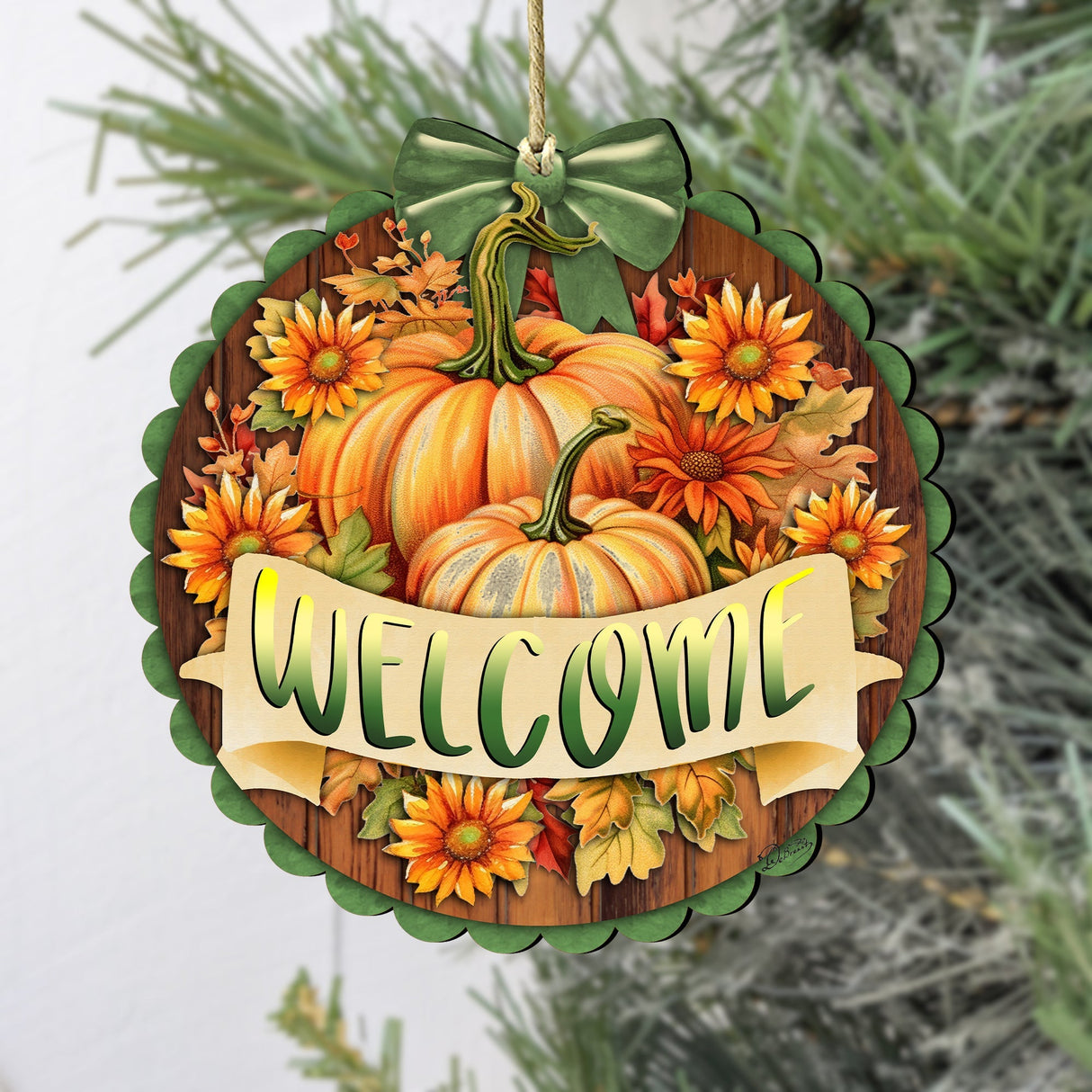 Welcome Wooden Ornaments by G. Debrekht Thanksgiving Halloween Decor - 933123