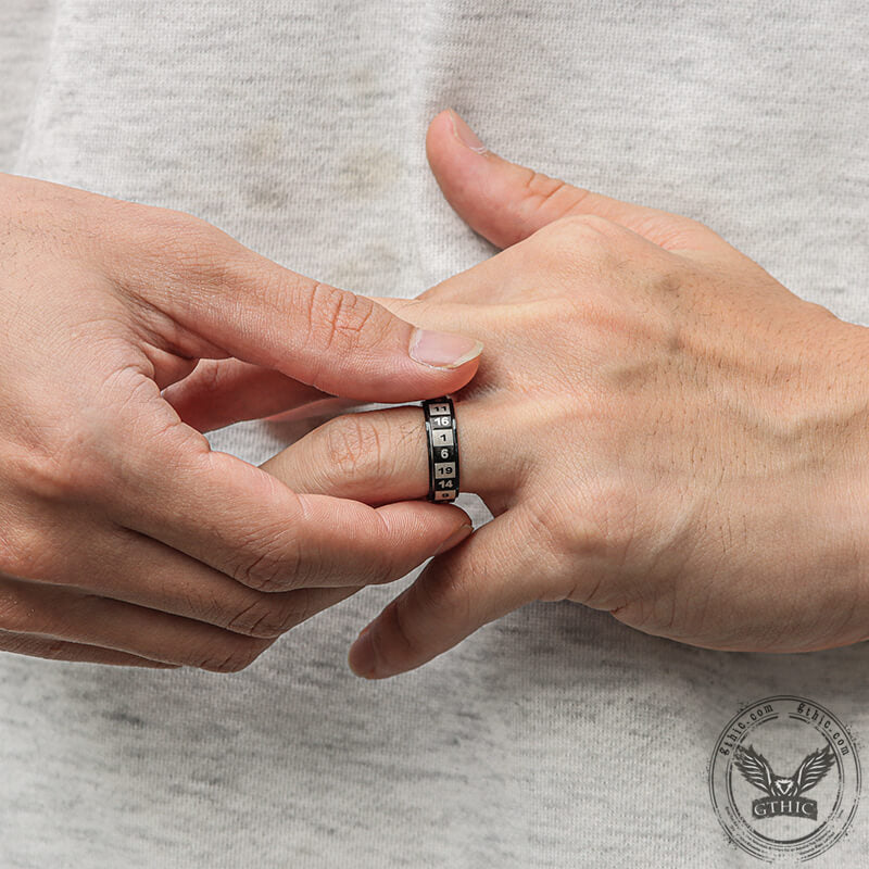 D20 Random Number Stainless Steel Spinner Dice Ring