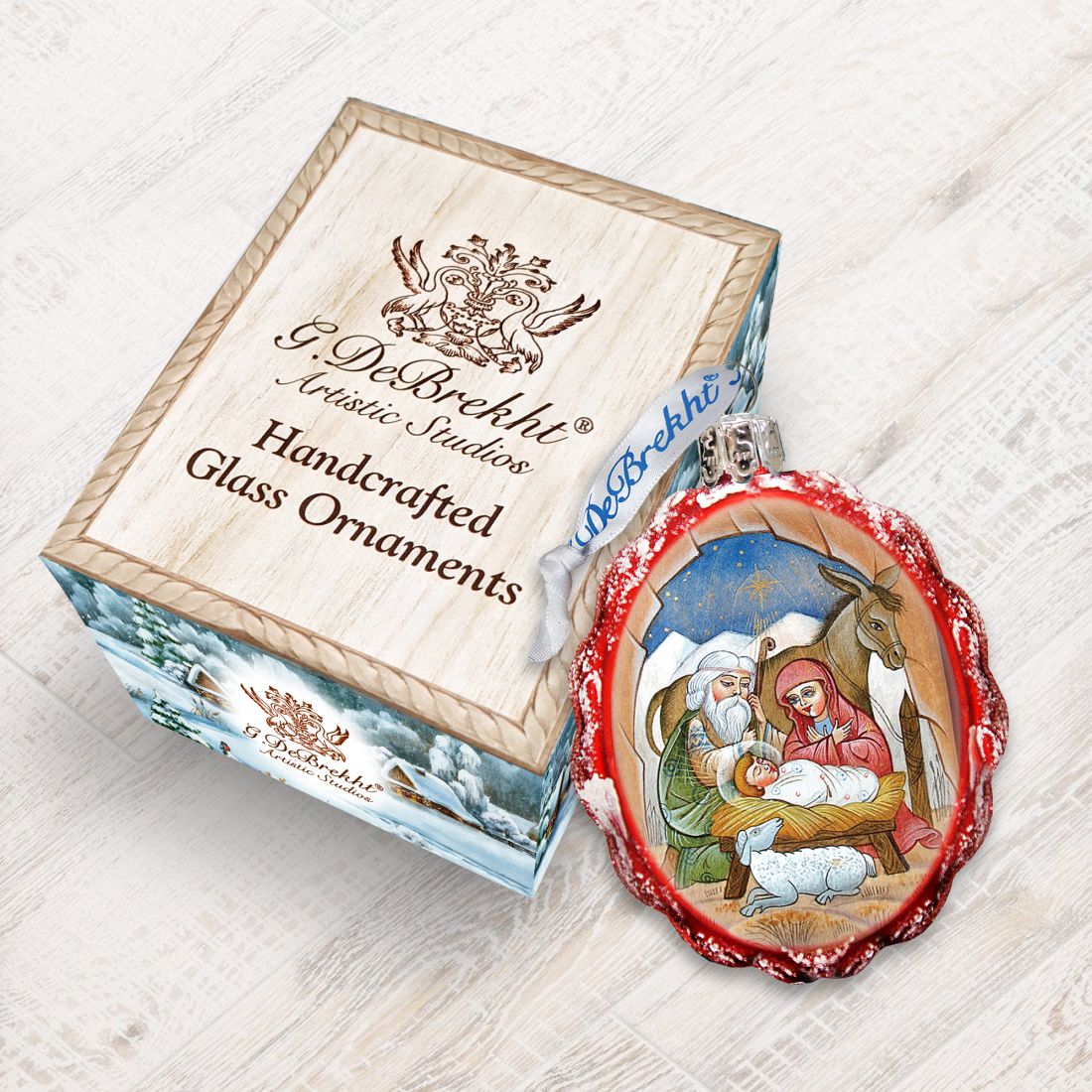 Orthodox Nativity Mercury Glass Ornament by G. DeBrekht - Nativity Holiday Decor - 773037