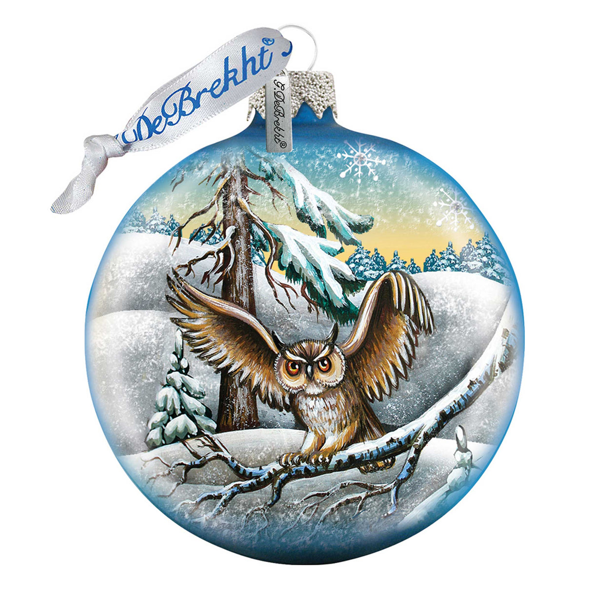 Owl Ball Glass Ornament by G. DeBrekht - Wildlife Holiday Decor - 73413