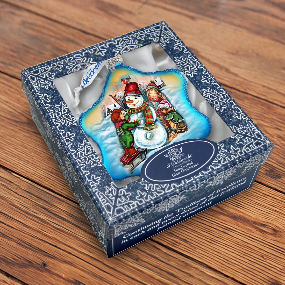 Adorno de cristal con forma de muñeco de nieve de G. DeBrekht - Decoración navideña de Papá Noel - 754-202