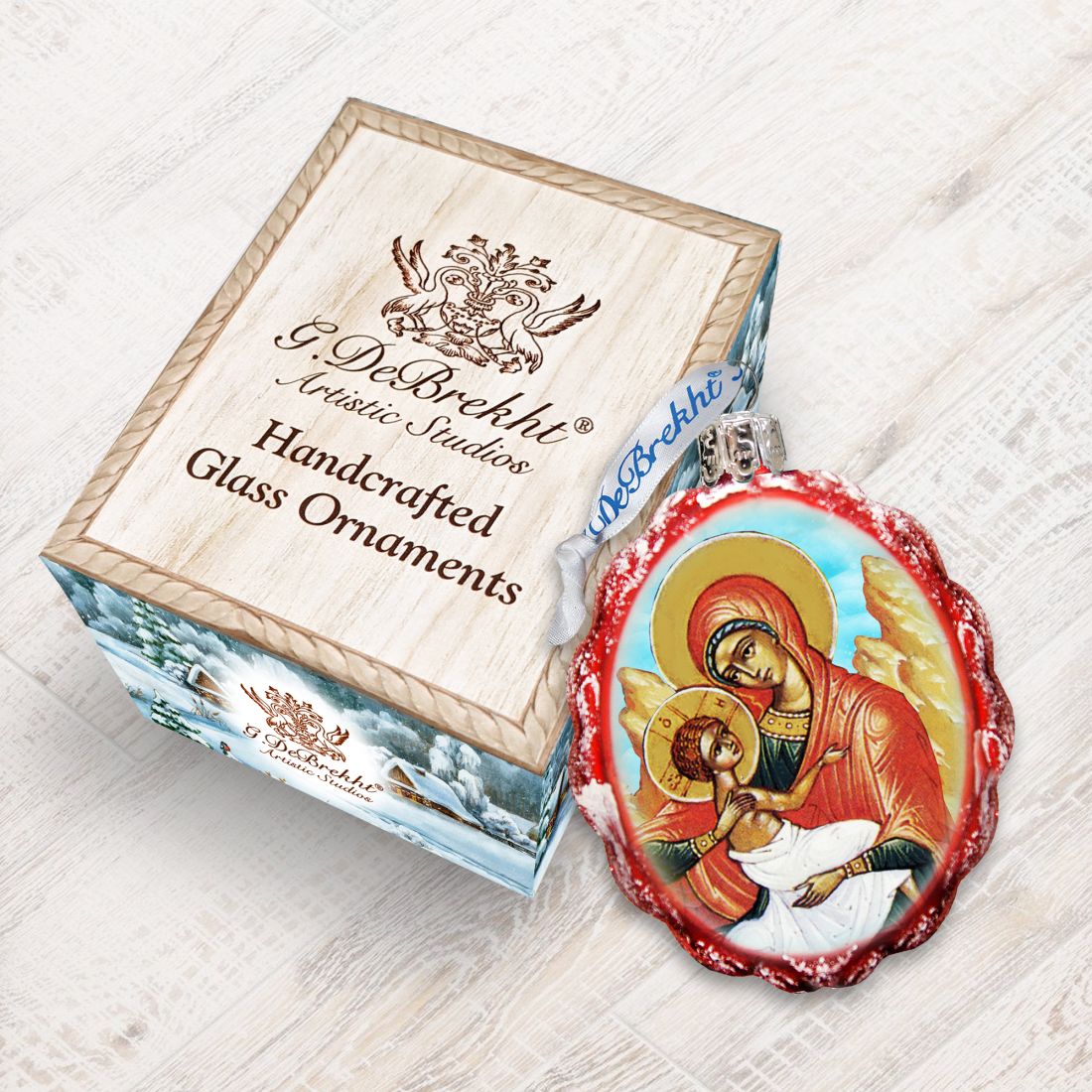 Adorno de vidrio de mercurio de la Virgen María con Jesús de G. DeBrekht - Decoración navideña - 772013