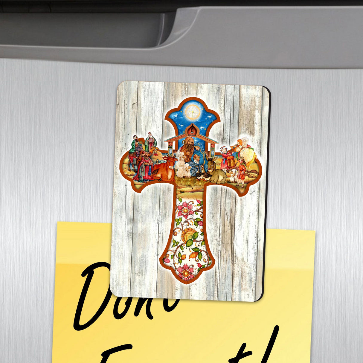Nativity Cross Shape Refrigerator Magnets Set of 3