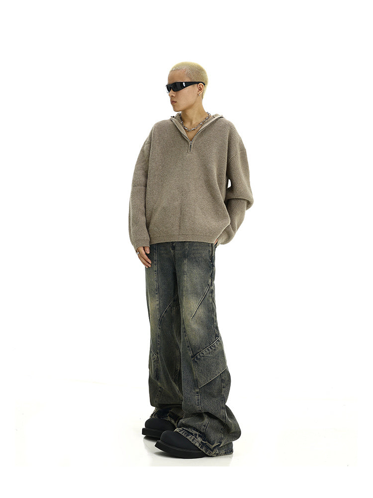 American Retro Distressed Yellow Mud Washed Jeans - Lootquake