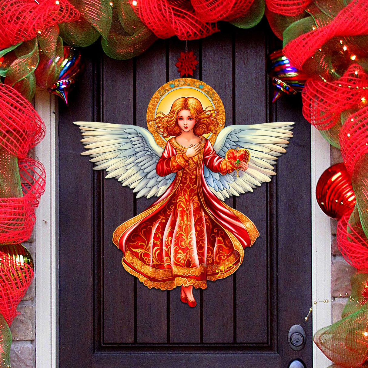 Ángel con amor, decoración navideña para puerta de G. Debrekht - Decoración navideña de la Natividad - 8652816H