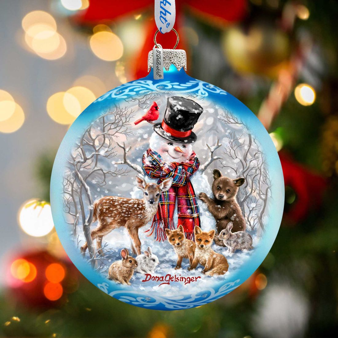 Adorno de cristal de Frosty y sus amigos del bosque, edición limitada, de G. DeBrekht - Decoración navideña - 73908-DG