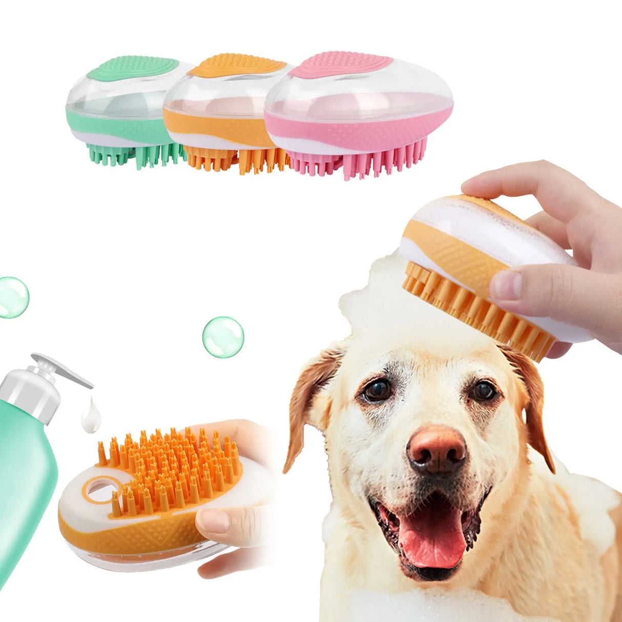 Dog Cat Bath Brush 2-in-1 Pet SPA Massage Comb Soft Silicone Pets Shower Hair Grooming Cmob Dog Cleaning Tool Pet Products - Lootquake