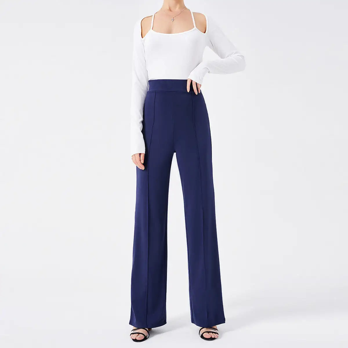 Solid Color Casual Pants Slim, High-waisted Bell Bottoms - Lootquake