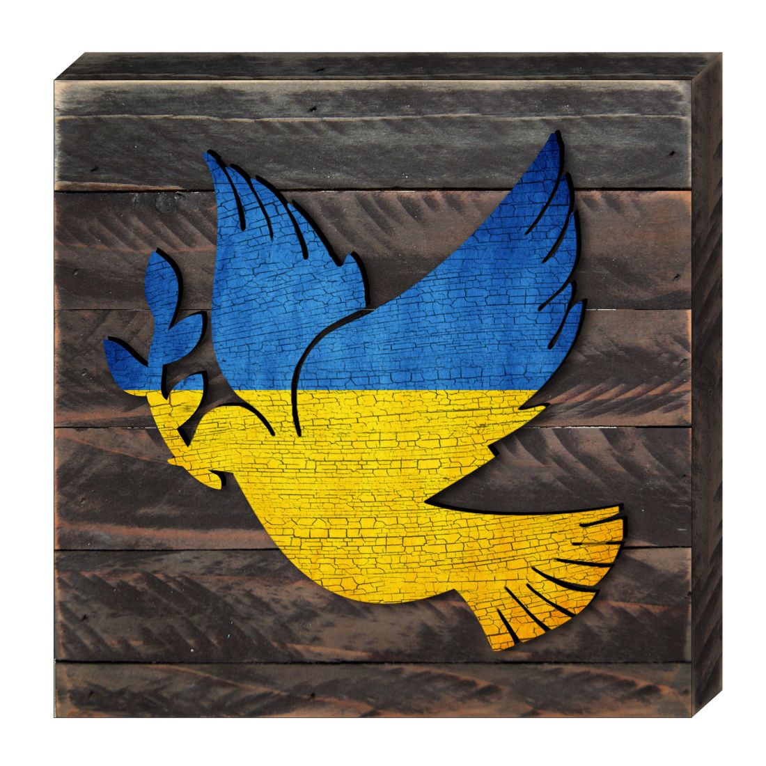Dove of Peace Ukrainian Flag Wooden Wall Art by G. DeBrekht - International Decor - 8187126B