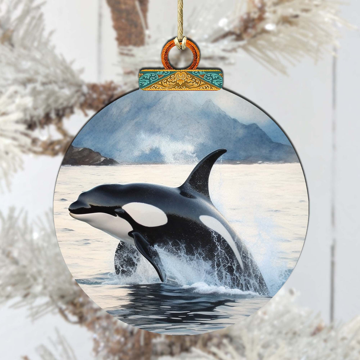 Adornos de madera de orcas de Alaska de G.Debrekht - Decoración navideña con temática de vida silvestre - 870051