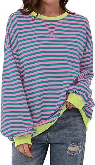 Striped Sweatshirt In Contrasting Colors - Lootquake