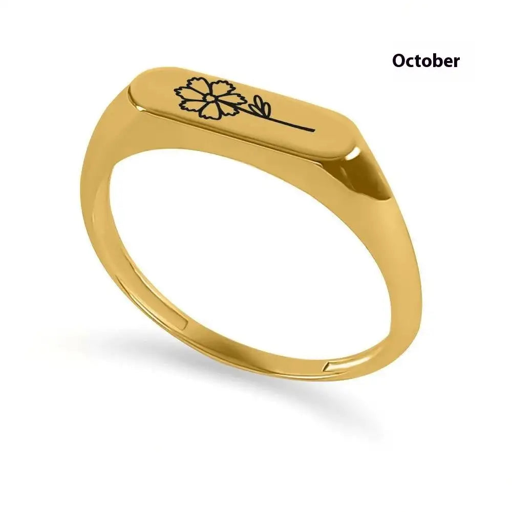 December Flowers And Plants Ring Stainless Steel Creative - Lootquake