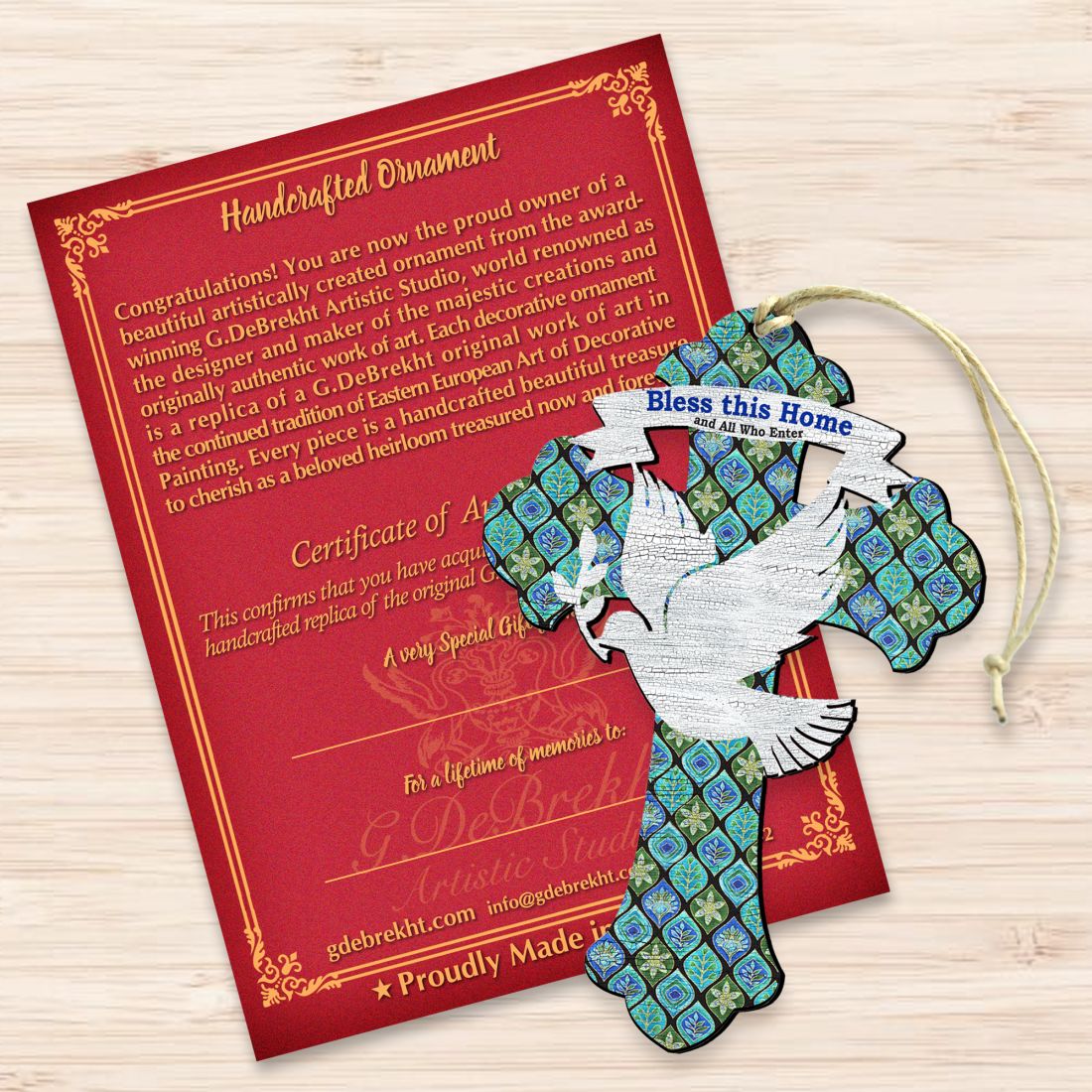 Blessings Cross Wooden Ornaments by G. DeBrekht - Nativity Holiday Decor - 8191163