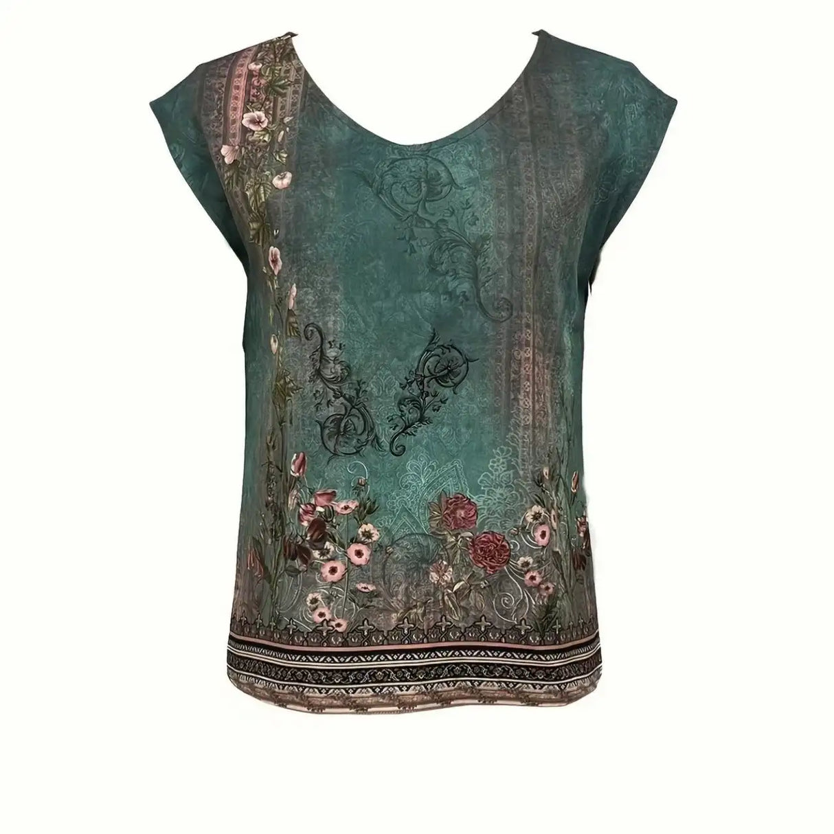 Women's Floral Printed Vest V-neck Sleeveless Button Down Casual Top - Lootquake