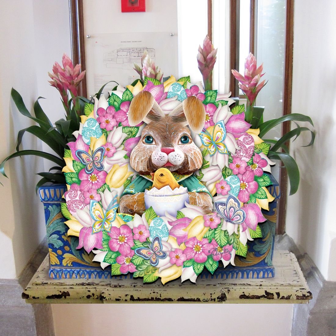 Bunny Holiday Door Wreath by G. DeBrekht - Easter Spring Decor - 8185301-2H