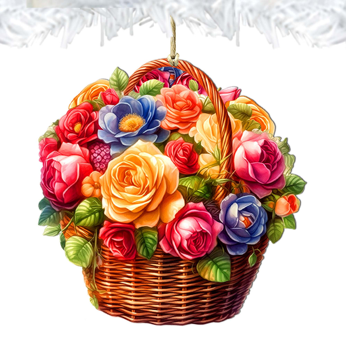 Flowers in the Basket Wooden Ornaments by G. Debrekht - Love Family Decor - 8688316
