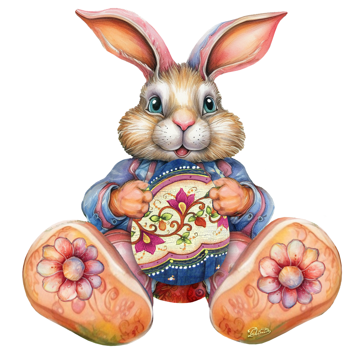 Easter Bunny Boy with Egg Holiday Door Decor by G. Debrekht - Easter Spring Decor - 8652767H