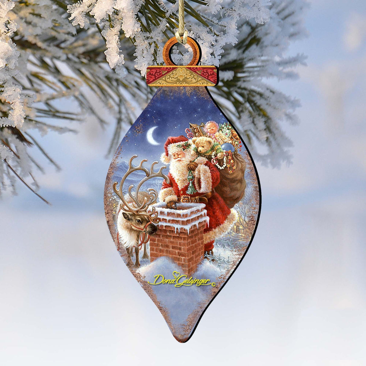 Faithful Friends Santa Wooden Ornaments by Gelsinger - Christmas Santa Snowman Decor - 8041050-0105