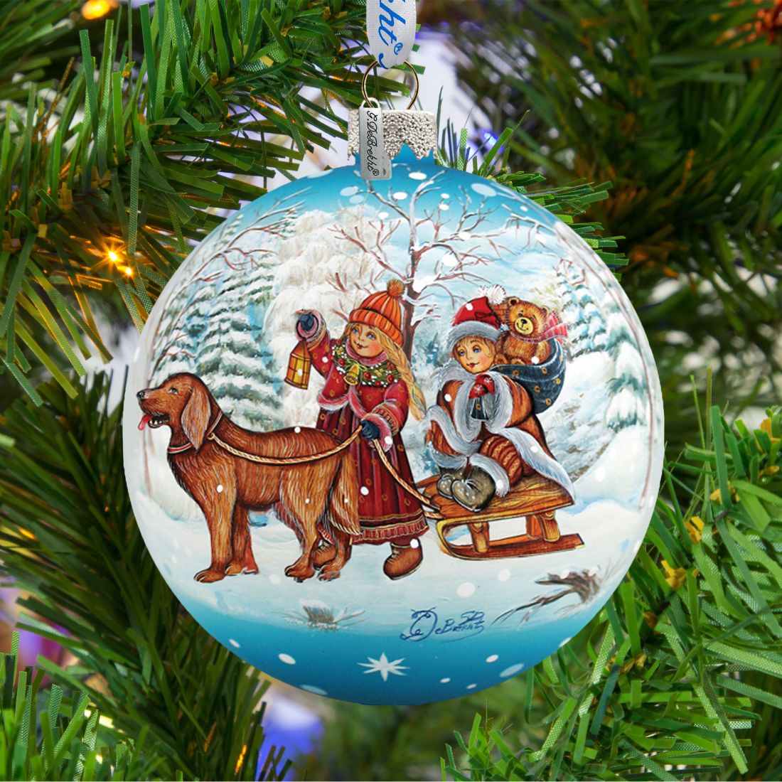 Adorno de cristal con forma de bola infantil de invierno de G. DeBrekht - Decoración navideña - 73113