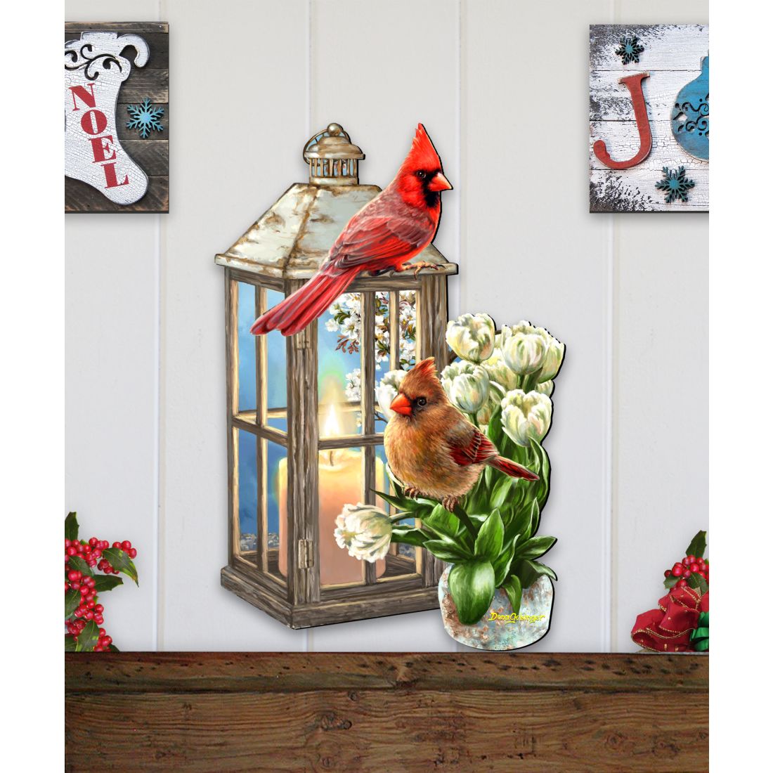 Decoración navideña para puerta con faroles de Cardenales de D. Gelsinger - Decoración navideña - 8461057H-DG