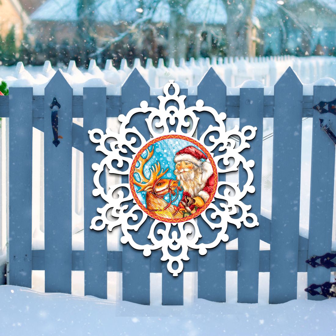 Decoración navideña con copos de nieve y renos de G. DeBrekht - Decoración navideña con Papá Noel y muñeco de nieve - 8141151H