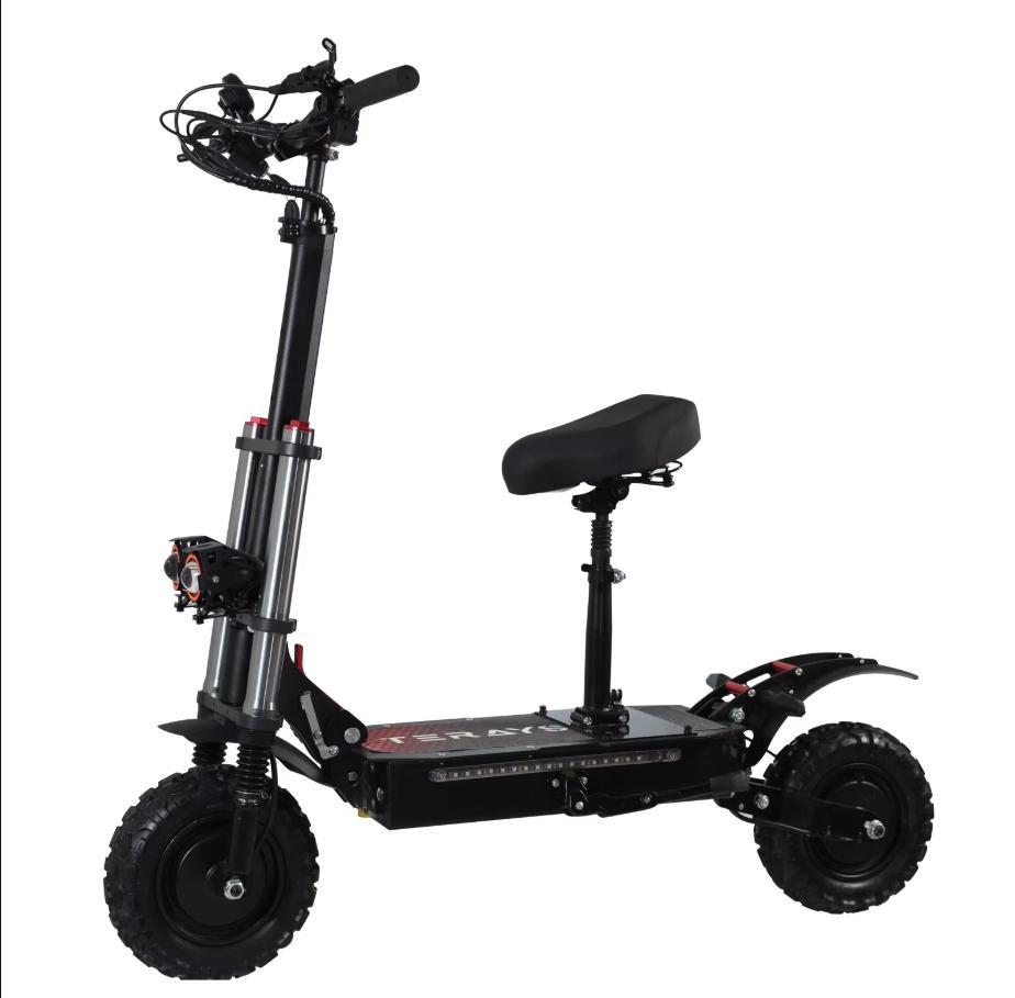 Patinete eléctrico de dos ruedas de 11 pulgadas de ancho y 3000 vatios de potencia con motor dual.