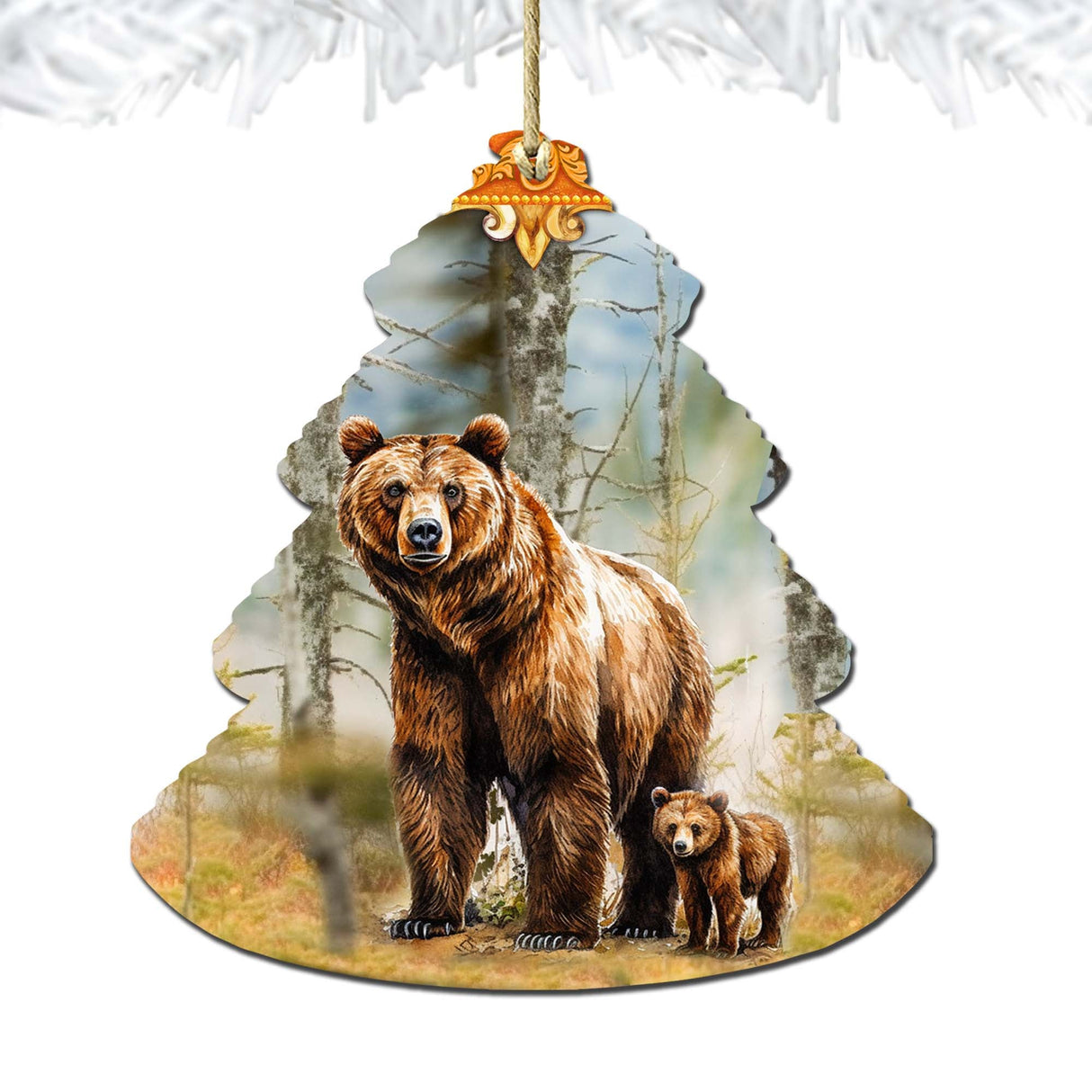 Adornos de madera para árbol de Navidad con temática de oso grizzly del bosque, de G.Debrekht - Decoración navideña de vida silvestre - 870010