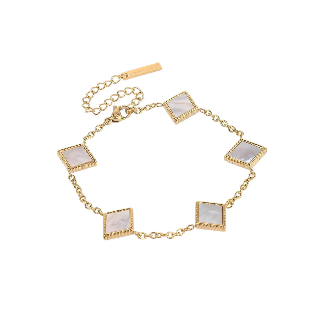 Square Natural White Shell Pendant Collarbone Necklace Bracelet - Lootquake