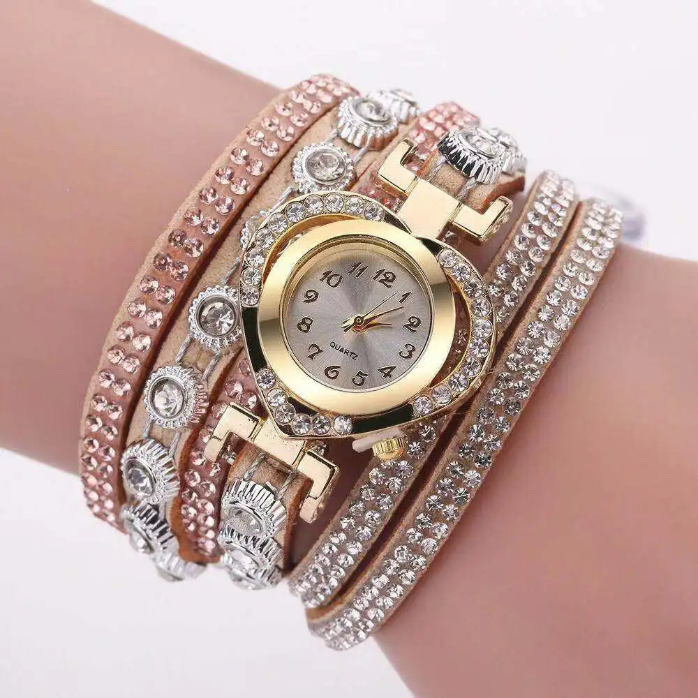 Colorful Bracelet Watch, Heart Shaped With Diamond Dials - Lootquake