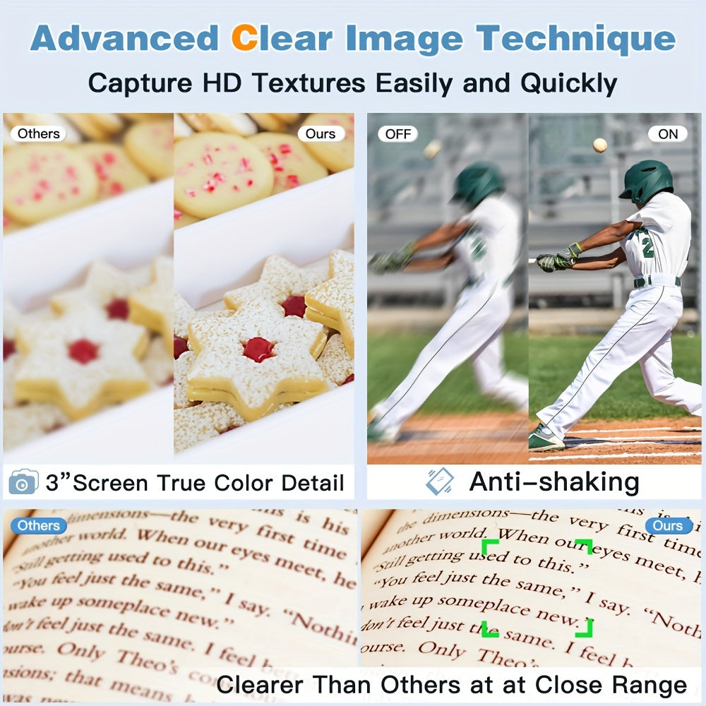 Appareil photo numérique 4K avec 48 Mpx, écran rabattable de 3 pouces, autofocus, anti-tremblement, zoom 16x pour la photographie et la vidéo.