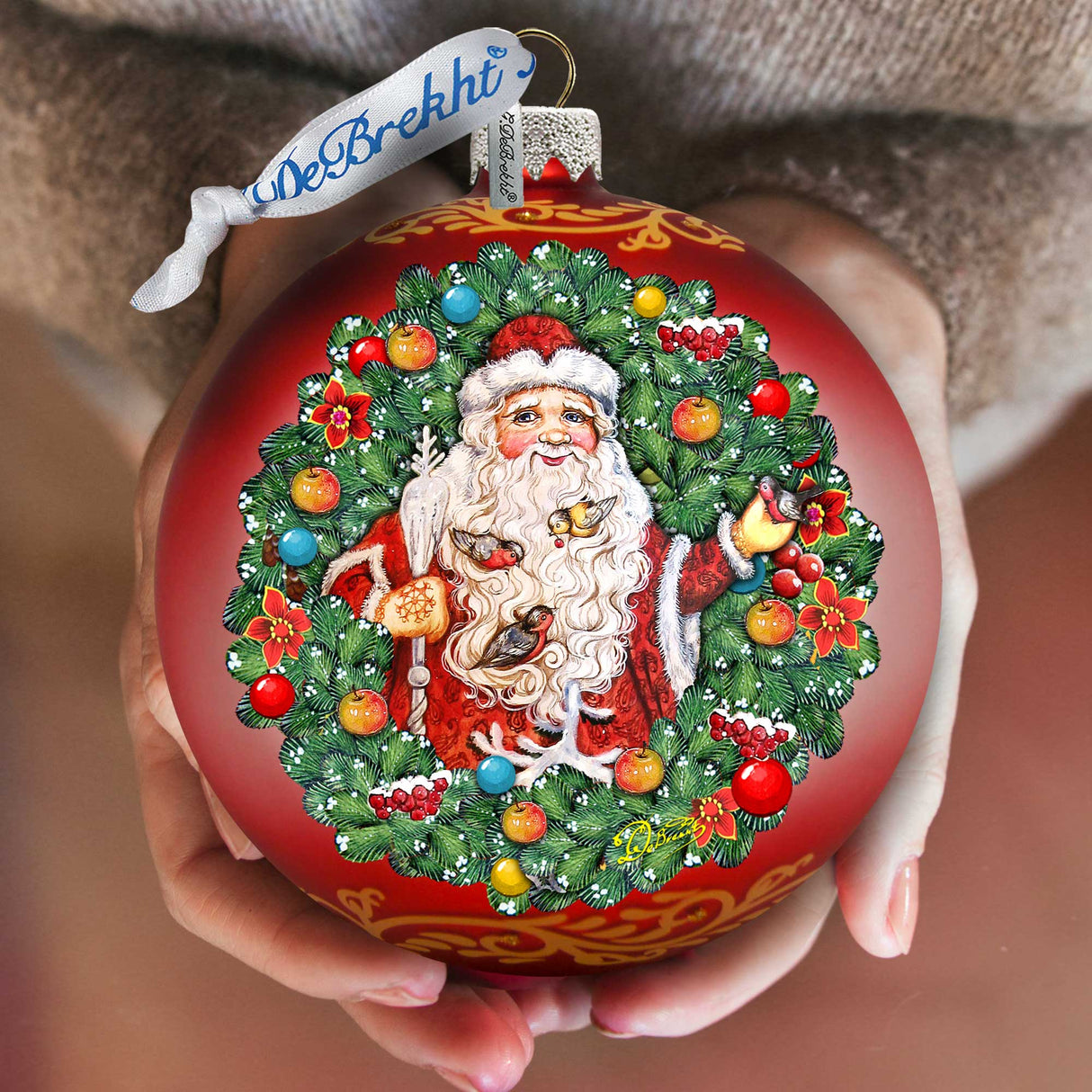 Adorno de cristal de Papá Noel, el susurrador de pájaros, edición limitada, de G. DeBrekht - Decoración navideña - 73914