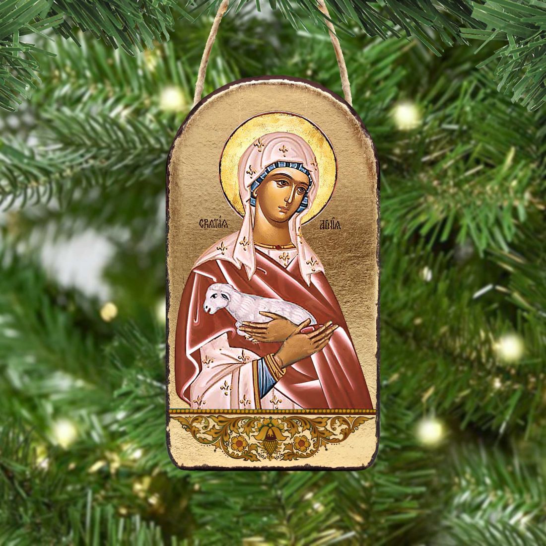 Saint Agnia Religious Christian Sacred Icon Ornament - Inspirational Icon Decor - 87025