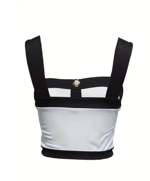 Women's Square Neck Sleeveless Color Blocked Versatile Slim Fit Vest - Lootquake