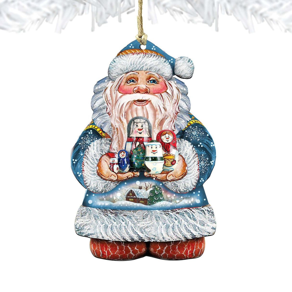 Adornos de madera de Papá Noel con Matreshka de G. DeBrekht - Decoración navideña de Papá Noel y muñeco de nieve - 8117809