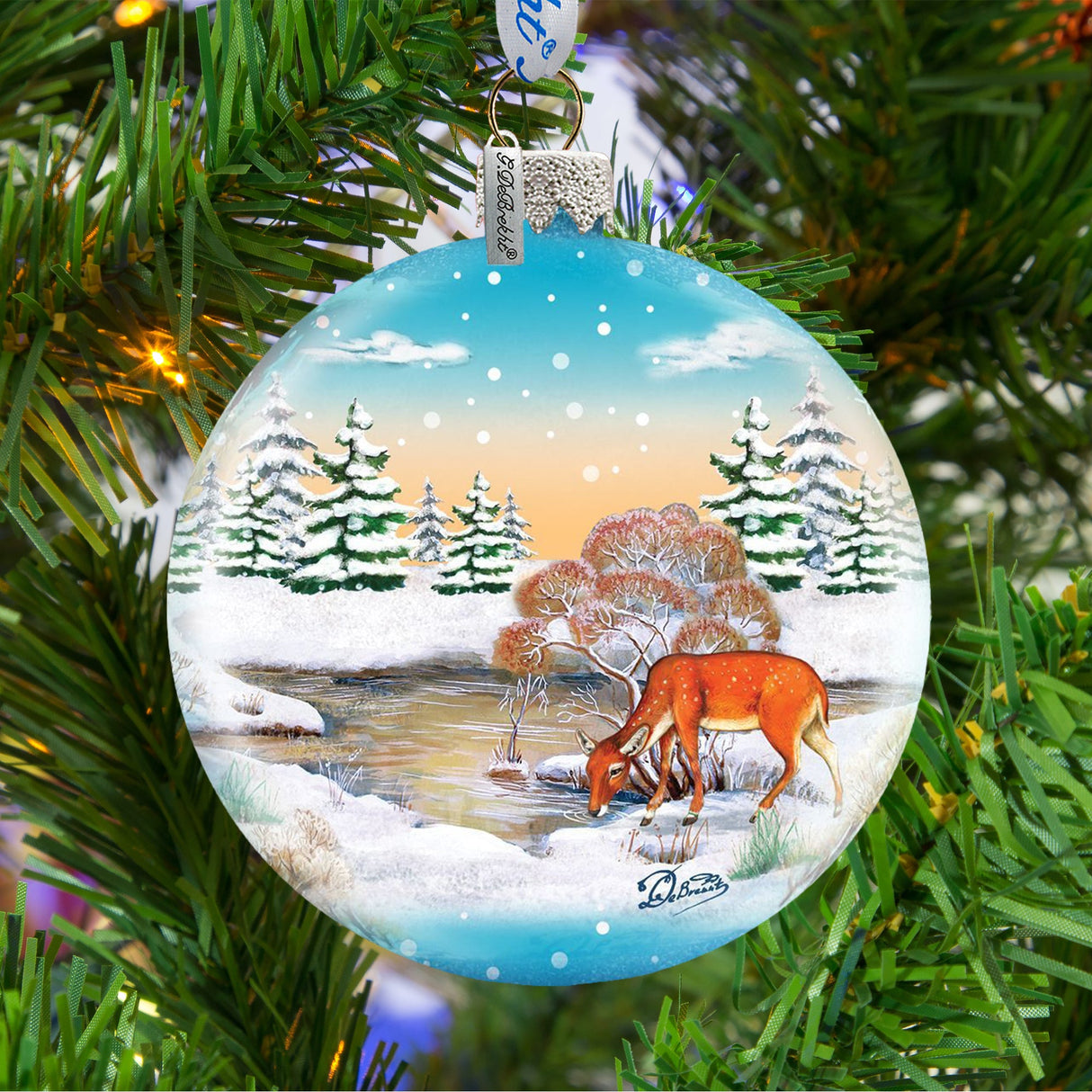 Adorno de cristal con forma de bola de reno invernal de G. DeBrekht - Decoración navideña con temática de vida silvestre - 73416