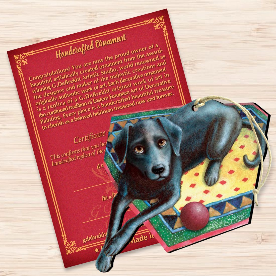 Ready When You Are Black Dog Wooden Ornaments by Laura Seeley - Pets Dog and Cats Decor - 8511017-LS