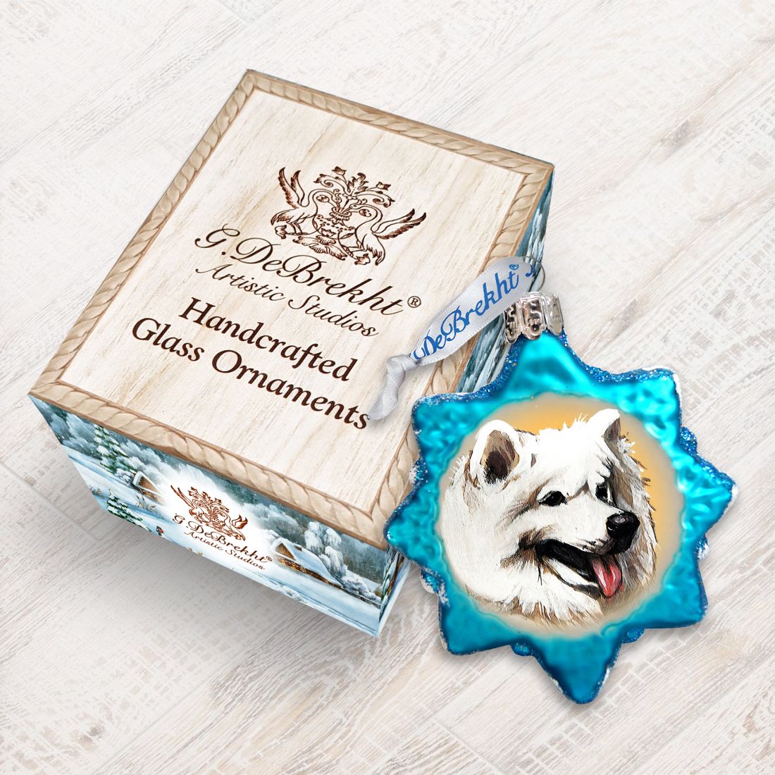 Adorno de cristal de mercurio con forma de husky blanco de G. DeBrekht - Decoración para perros y gatos - 774017