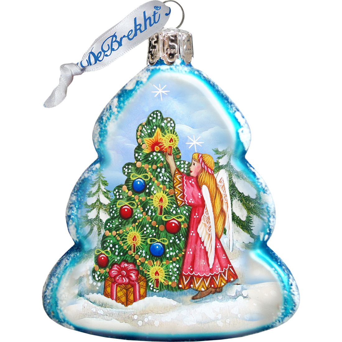 Juego de 3 adornos navideños de vidrio de mercurio de G. DeBrekht - Decoración navideña de Papá Noel y muñeco de nieve - 770127S3