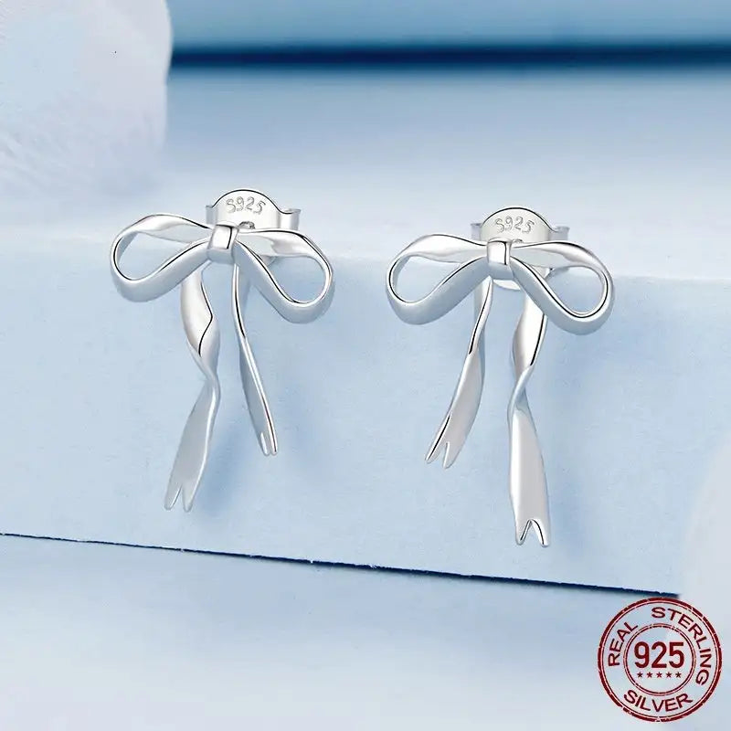 Elegant Ribbon Bow Stud Earrings Women - Lootquake