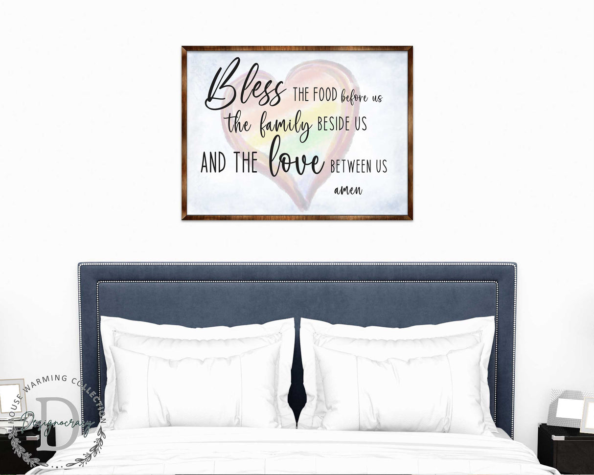 Bless the Food Before Us - Wooden Kitchen Blessing - Verse Wall Decor - Contemporary Decor - Script Wall Art - Meal Prayer Sign - 310333