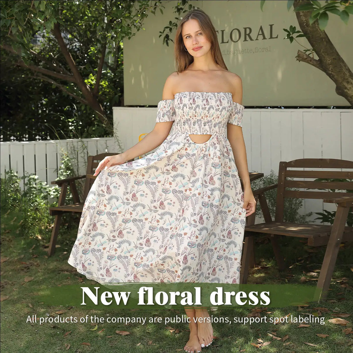 Women's Off Shoulder Strapless Floral Dress - Lootquake