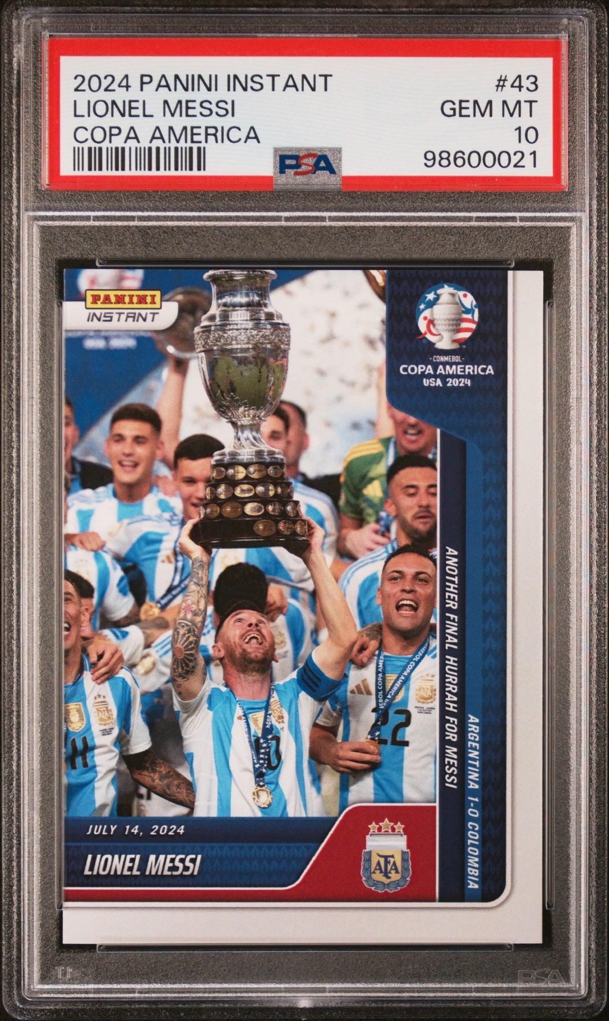 Graded 2024 Panini Instant Lionel Messi #43 Copa America Soccer Card PSA 10 Gem Mint