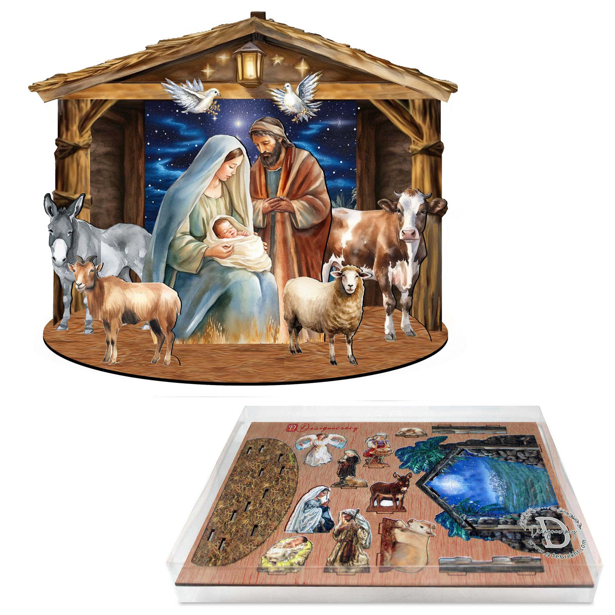 Classic Holy Family Nativity Scene Decorative Village Set by G. Debrekht Nativity Holiday Decor - 852766