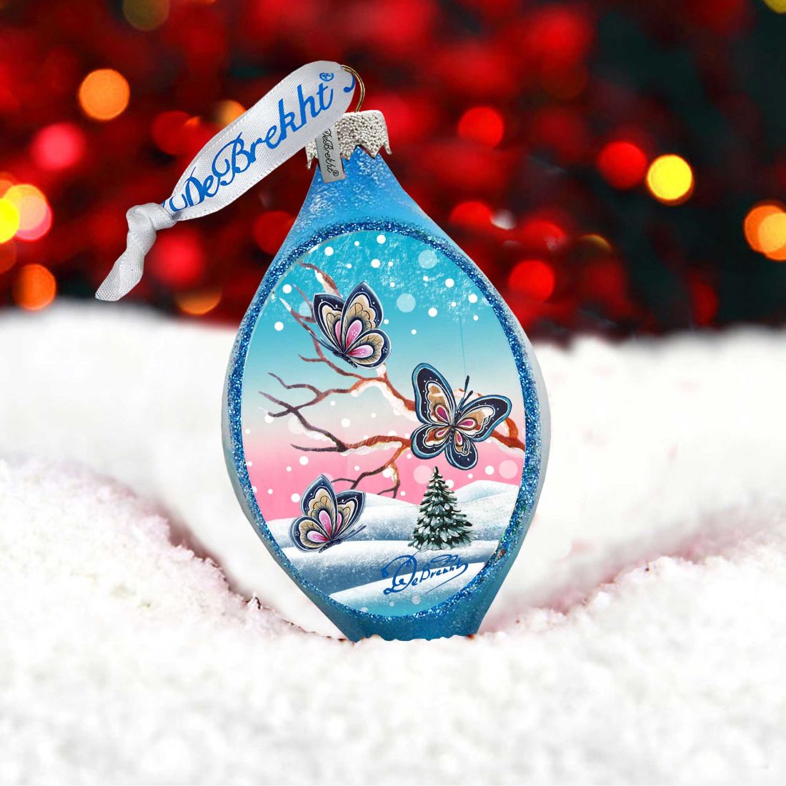 Adorno de cristal con forma de mariposa de G. DeBrekht - Decoración navideña con vida silvestre - 74172