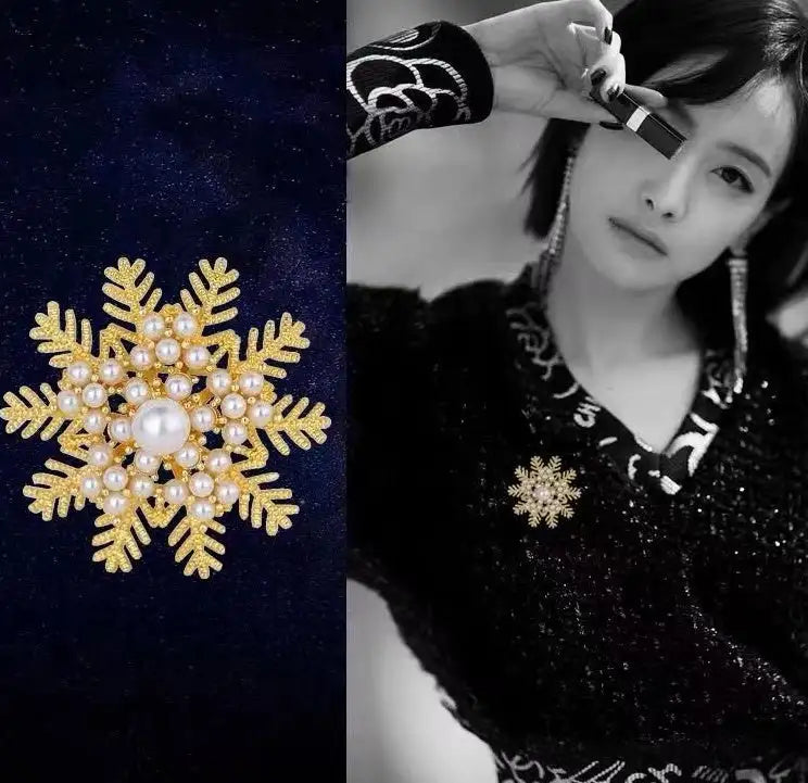 2pc New Exquisite And Elegant Pearl Snowflake Brooch - Lootquake