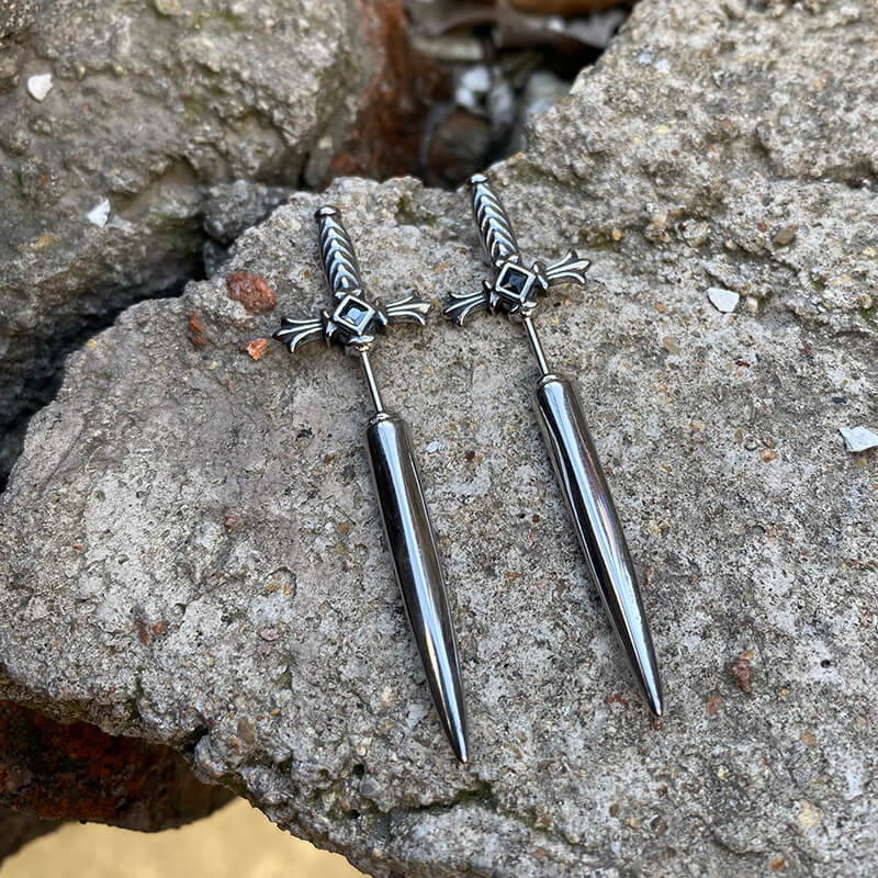 Dagger Sword Stainless Steel Stud Earrings